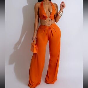 Orange Halter Jumpsuit